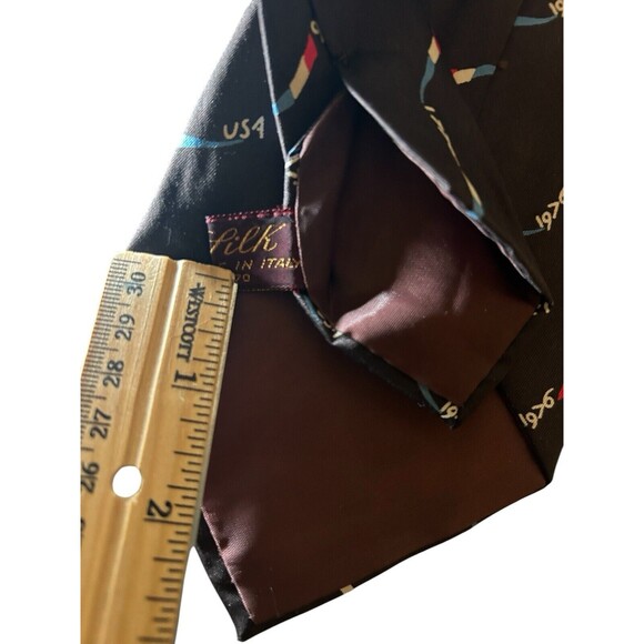 VINTAGE Bicentennial Necktie Dark Grey 1776 1976 Gino Pompeii Silk Made In Italy - Picture 16 of 16